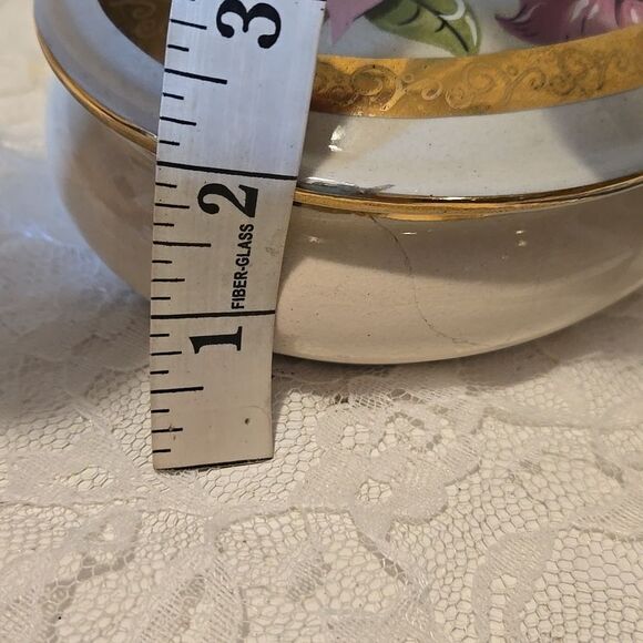Floral Decorative Box with Gold Trim Vintage - Picture 12 of 13